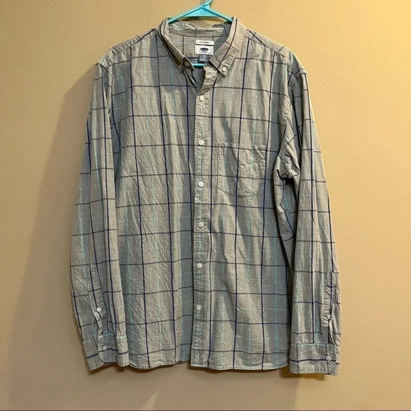 Old Navy Other - Old Navy Slim Fit The Signature Shirt Mens XL Button Up Shirt Grey Plaid Check